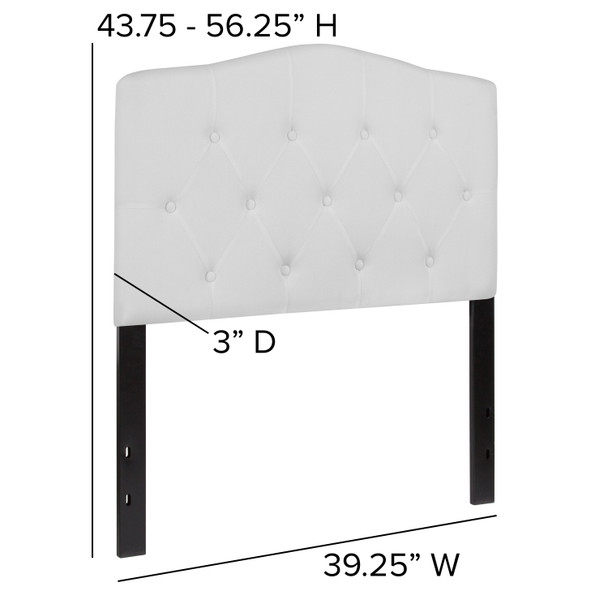 Cambridge Tufted Upholstered Twin Size Headboard in White Fabric