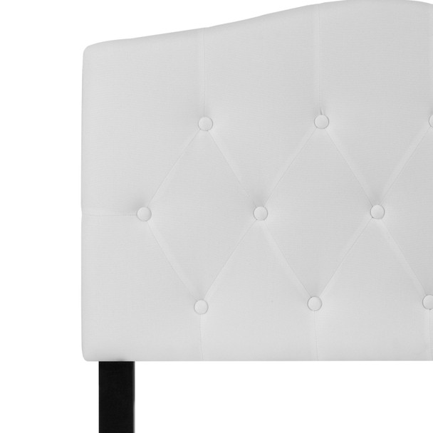 Cambridge Tufted Upholstered Twin Size Headboard in White Fabric