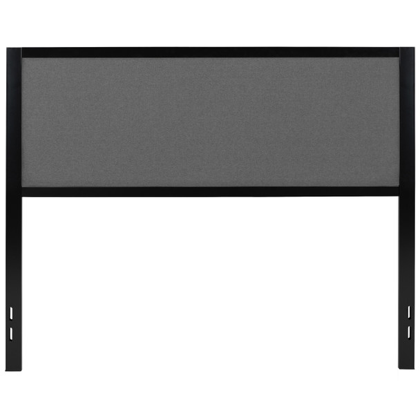 Melbourne Metal Upholstered Queen Size Headboard in Dark Gray Fabric