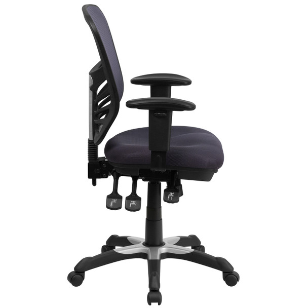 Nicholas Mid-Back Dark Gray Mesh Multifunction Executive Swivel Ergonomic Office Chair with Adjustable Arms