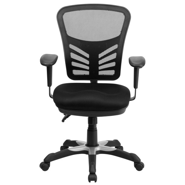 Nicholas Mid-Back Black Mesh Multifunction Executive Swivel Ergonomic Office Chair with Adjustable Arms