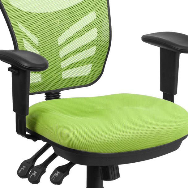 Nicholas Mid-Back Green Mesh Multifunction Executive Swivel Ergonomic Office Chair with Adjustable Arms