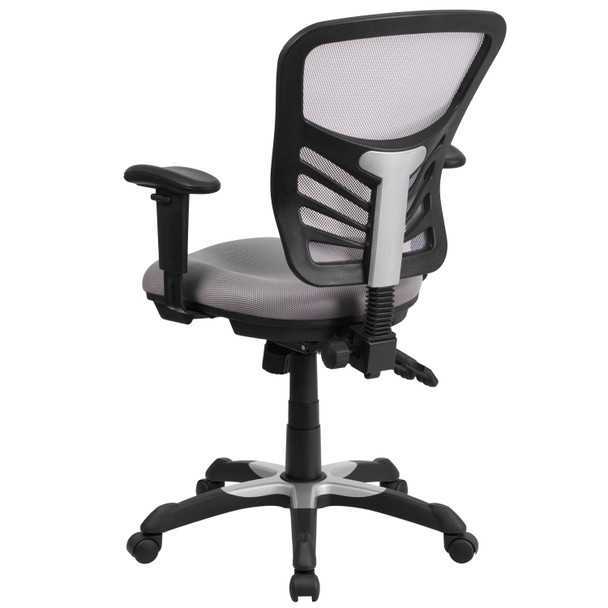 Nicholas Mid-Back Gray Mesh Multifunction Executive Swivel Ergonomic Office Chair with Adjustable Arms