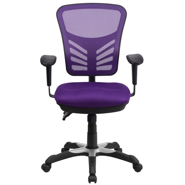 Nicholas Mid-Back Purple Mesh Multifunction Executive Swivel Ergonomic Office Chair with Adjustable Arms