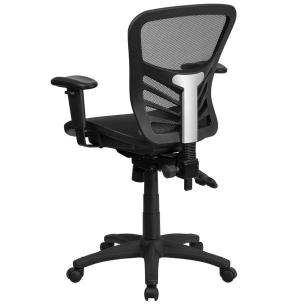 Nicholas Mid-Back Transparent Black Mesh Multifunction Executive Swivel Ergonomic Office Chair with Adjustable Arms