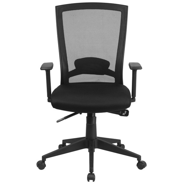 Cleo Mid-Back Black Mesh Executive Swivel Ergonomic Office Chair with Back Angle Adjustment and Adjustable Arms