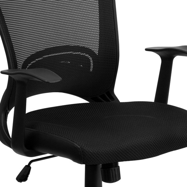 Manny Mid-Back Designer Black Mesh Swivel Task Office Chair with Arms