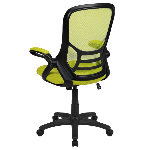 Porter High Back Green Mesh Ergonomic Swivel Office Chair with Black Frame and Flip-up Arms