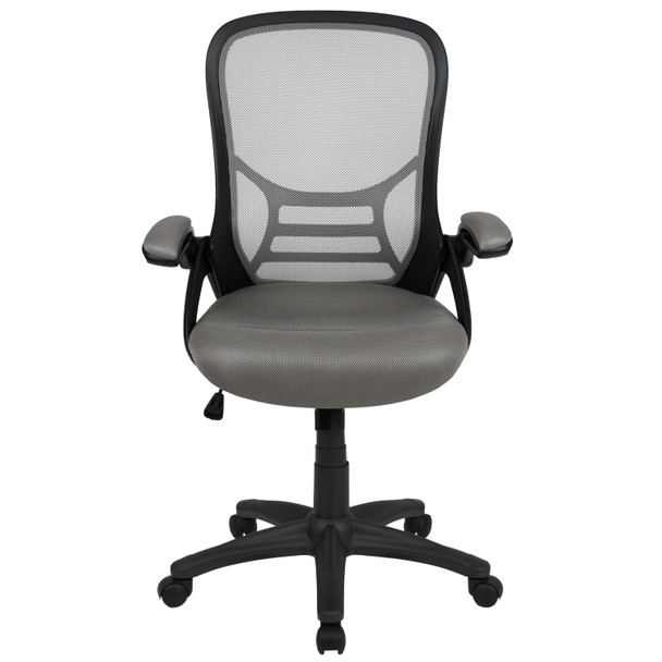 Porter High Back Light Gray Mesh Ergonomic Swivel Office Chair with Black Frame and Flip-up Arms