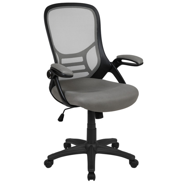 Porter High Back Light Gray Mesh Ergonomic Swivel Office Chair with Black Frame and Flip-up Arms