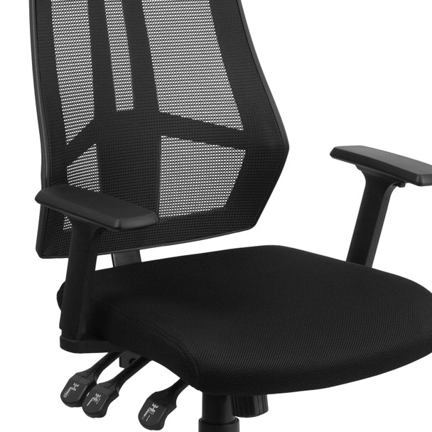 Ivan High Back Black Mesh Multifunction Swivel Ergonomic Task Office Chair with Adjustable Arms