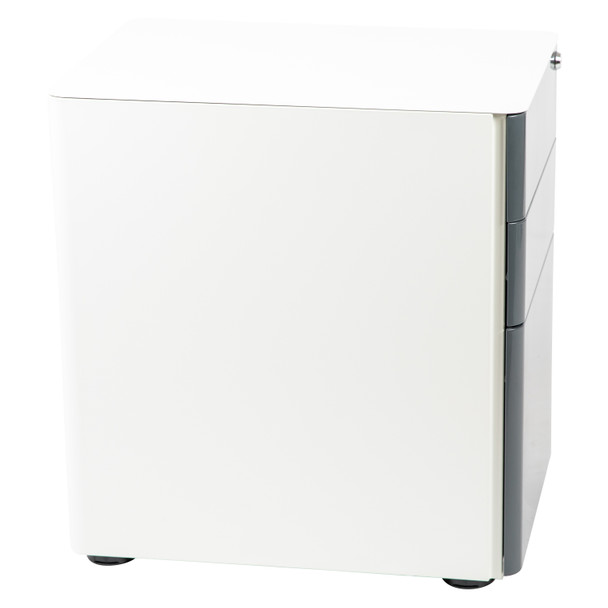 Warner Modern 3-Drawer Mobile Locking Filing Cabinet with Anti-Tilt Mechanism & Letter/Legal Drawer, White with Charcoal Faceplate