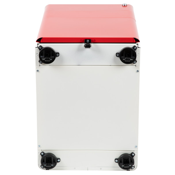 Warner Modern 3-Drawer Mobile Locking Filing Cabinet with Anti-Tilt Mechanism & Letter/Legal Drawer, White with Red Faceplate