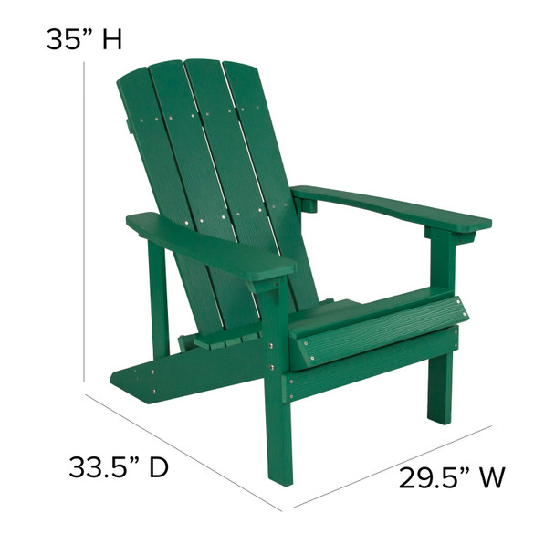 Charlestown All-Weather Poly Resin Wood Adirondack Chair in Green