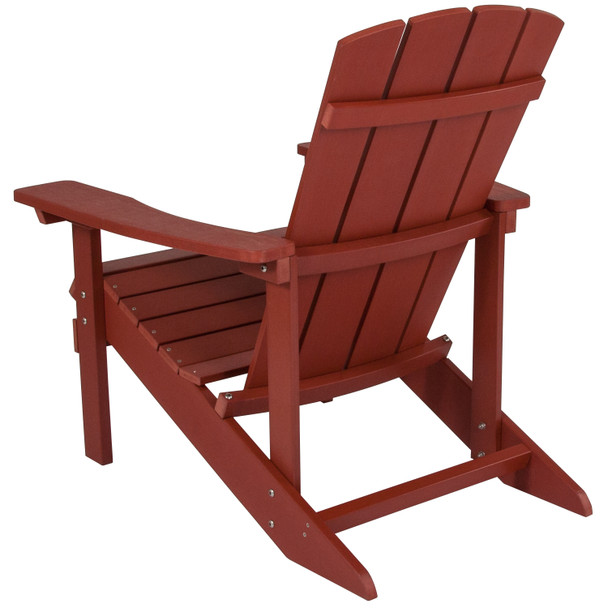 Charlestown All-Weather Poly Resin Wood Adirondack Chair in Red