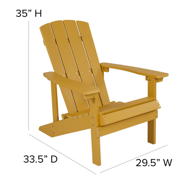 Charlestown All-Weather Poly Resin Wood Adirondack Chair in Yellow