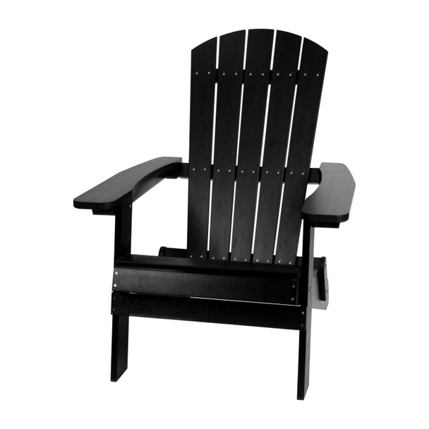 Charlestown All-Weather Poly Resin Indoor/Outdoor Folding Adirondack Chair in Black