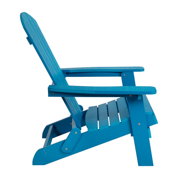 Charlestown All-Weather Poly Resin Indoor/Outdoor Folding Adirondack Chair in Blue