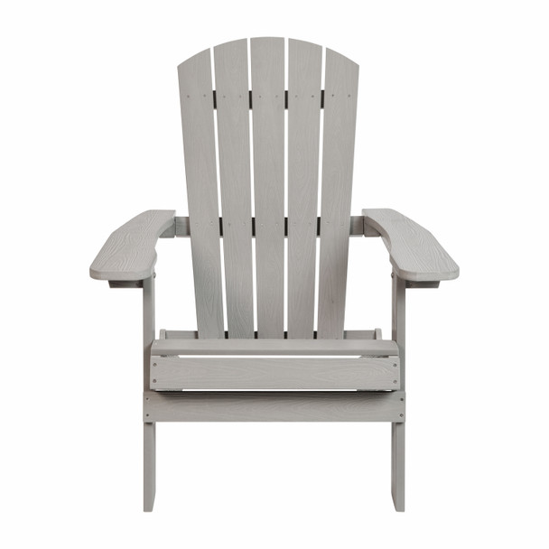 Charlestown All-Weather Poly Resin Indoor/Outdoor Folding Adirondack Chair in Gray