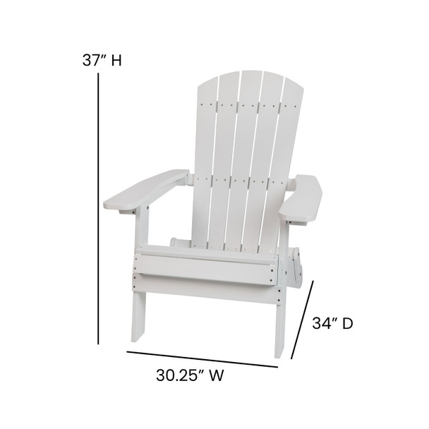 Charlestown All-Weather Poly Resin Indoor/Outdoor Folding Adirondack Chair in White