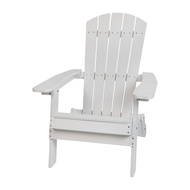 2 Pack Charlestown All-Weather Poly Resin Folding Adirondack Chair with Side Table