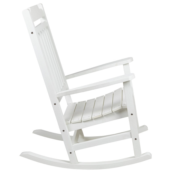 Set of 2 Winston All-Weather Poly Resin Rocking Chairs with Accent Side Table in White