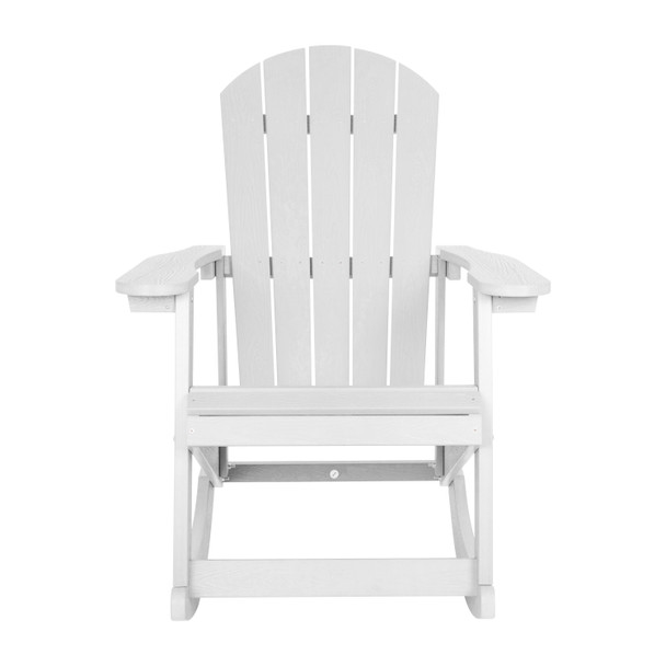 Savannah All-Weather Poly Resin Wood Adirondack Rocking Chair with Rust Resistant Stainless Steel Hardware in White