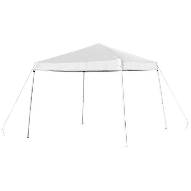 Otis Portable Tailgate/Event Tent Set - 8'x8' White Pop Up Canopy Tent, 6-Foot Bi-Fold Table, Set of 4 White Folding Chairs