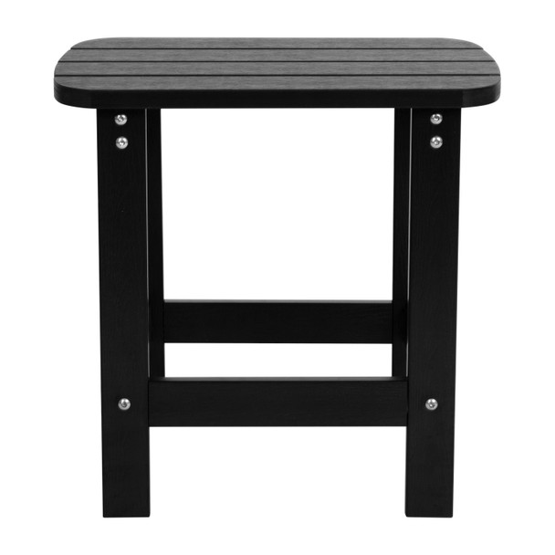 Charlestown All-Weather Poly Resin Wood Adirondack Side Table in Black
