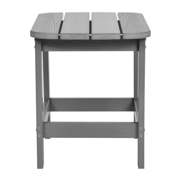 Charlestown All-Weather Poly Resin Wood Adirondack Side Table in Gray