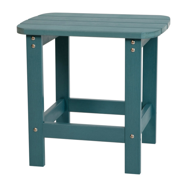 Charlestown All-Weather Poly Resin Wood Adirondack Side Table in Sea Foam