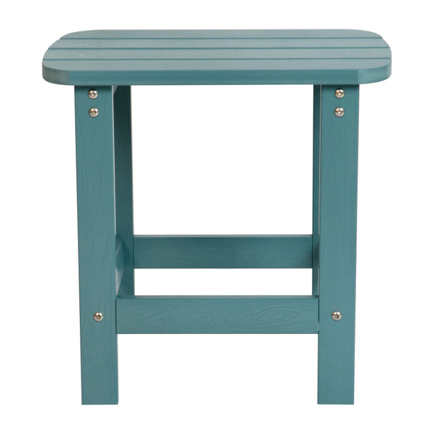 Charlestown All-Weather Poly Resin Wood Adirondack Side Table in Teal