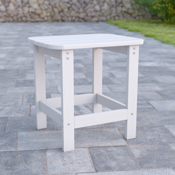 Charlestown All-Weather Poly Resin Wood Adirondack Side Table in White