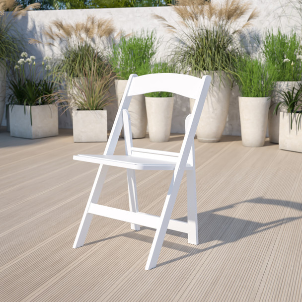 Hercules Folding Chair - White Resin  1000LB Weight Capacity - Comfortable Event Chair - Light Weight Folding Chair