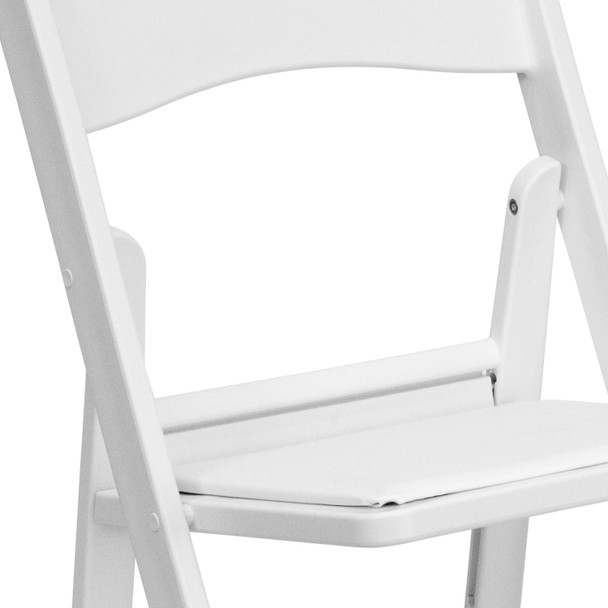 Hercules Folding Chair - White Resin  1000LB Weight Capacity - Comfortable Event Chair - Light Weight Folding Chair