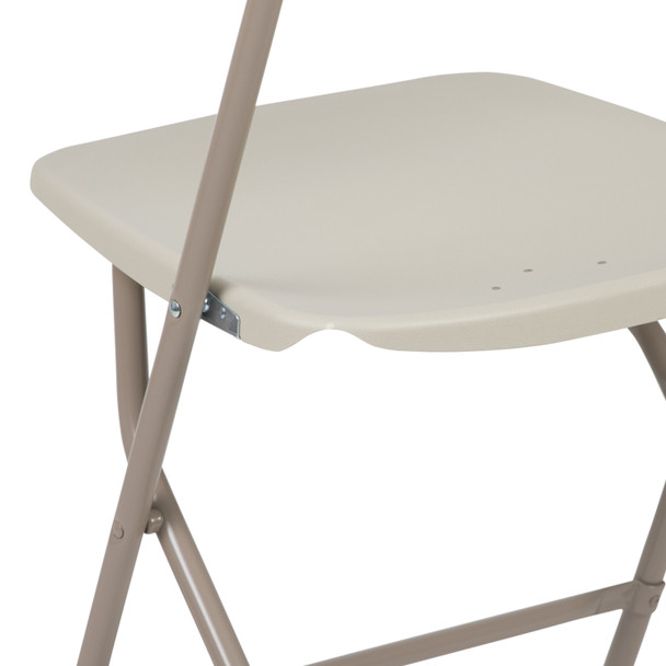Hercules Series Plastic Folding Chair - Beige - 650LB Weight Capacity Comfortable Event Chair - Lightweight Folding Chair