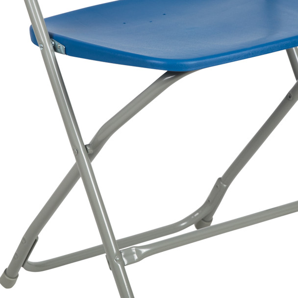 Hercules Series Plastic Folding Chair - Blue - 650LB Weight Capacity Comfortable Event Chair - Lightweight Folding Chair