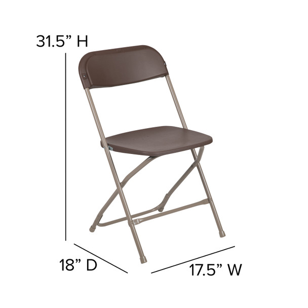 Hercules Series Plastic Folding Chair - - Brown - 650LB Weight Capacity Comfortable Event Chair - Lightweight Folding Chair