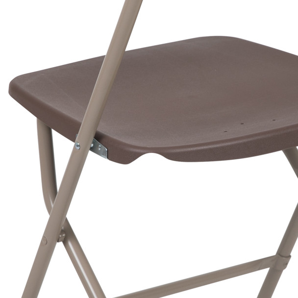 Hercules Series Plastic Folding Chair - - Brown - 650LB Weight Capacity Comfortable Event Chair - Lightweight Folding Chair