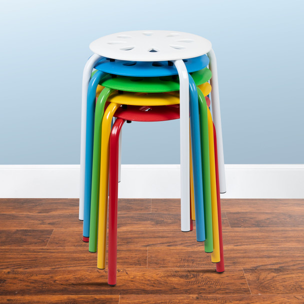 Bailey Plastic Nesting Stack Stools, 17.5"Height, Assorted Colors (5 Pack)