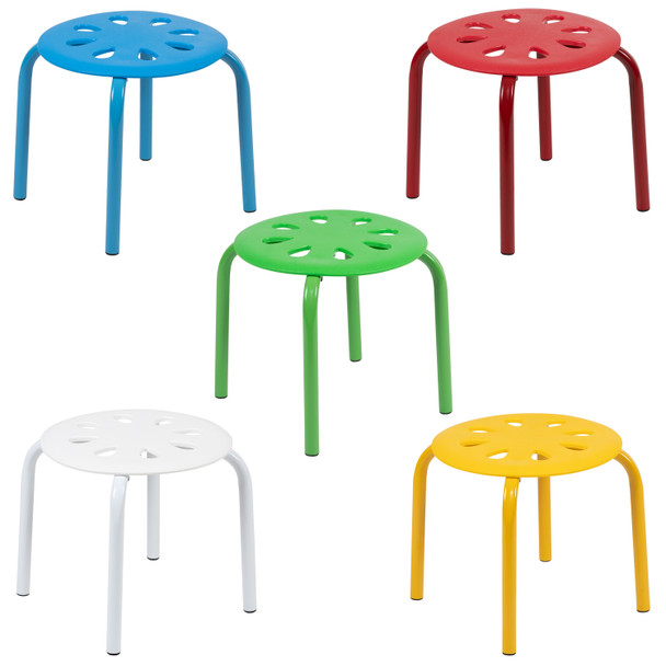 Bentley Plastic Nesting Stack Stools, 11.5"Height, Assorted Colors (5 Pack)
