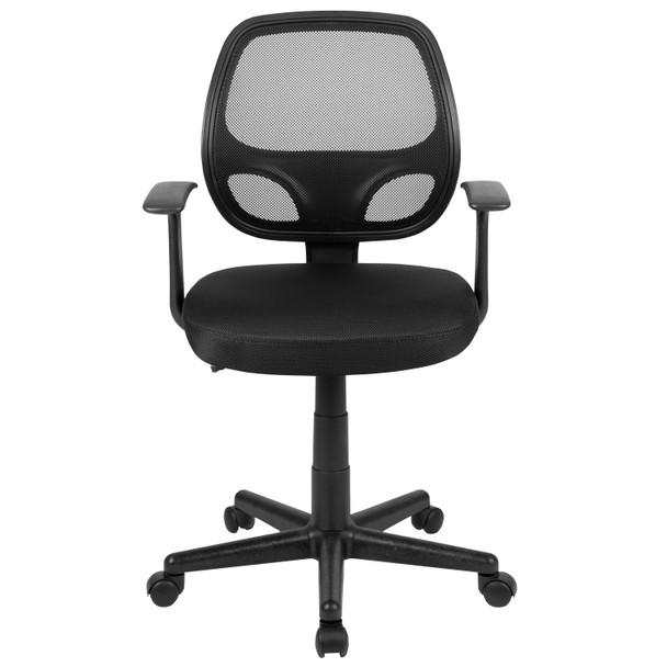 Flash Fundamentals Mid-Back Black Mesh Swivel Ergonomic Task Office Chair with Arms, BIFMA Certified