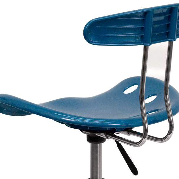 Elliott Vibrant Bright Blue and Chrome Swivel Task Office Chair with Tractor Seat