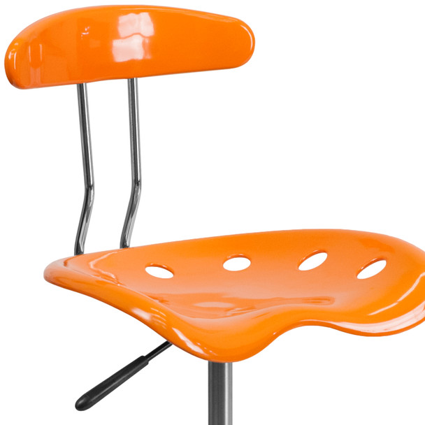 Elliott Vibrant Orange and Chrome Swivel Task Office Chair with Tractor Seat