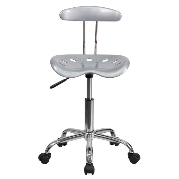 Elliott Vibrant Silver and Chrome Swivel Task Office Chair with Tractor Seat