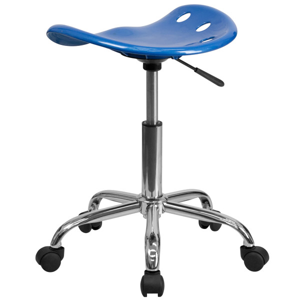 Taylor Vibrant Bright Blue Tractor Seat and Chrome Stool