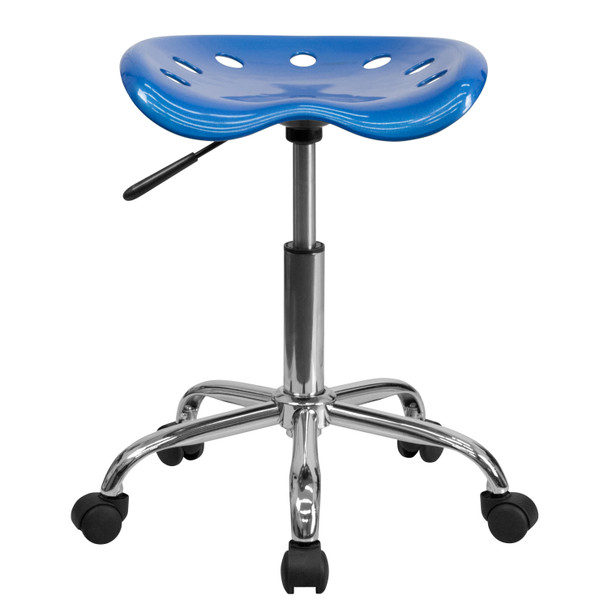 Taylor Vibrant Bright Blue Tractor Seat and Chrome Stool