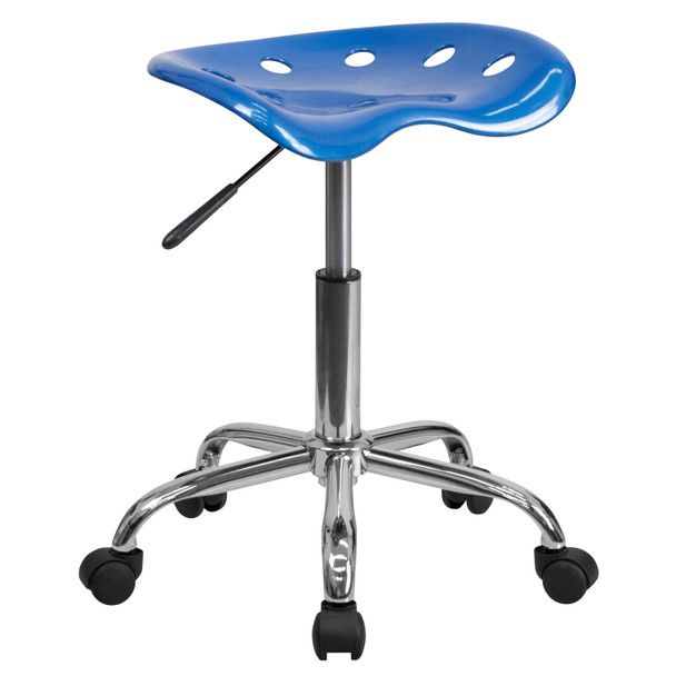 Taylor Vibrant Bright Blue Tractor Seat and Chrome Stool