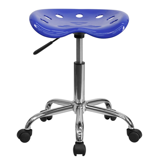 Taylor Vibrant Nautical Blue Tractor Seat and Chrome Stool