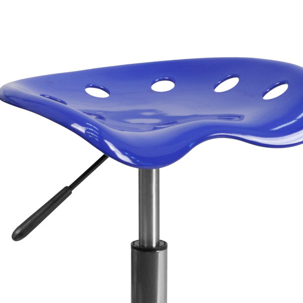 Taylor Vibrant Nautical Blue Tractor Seat and Chrome Stool